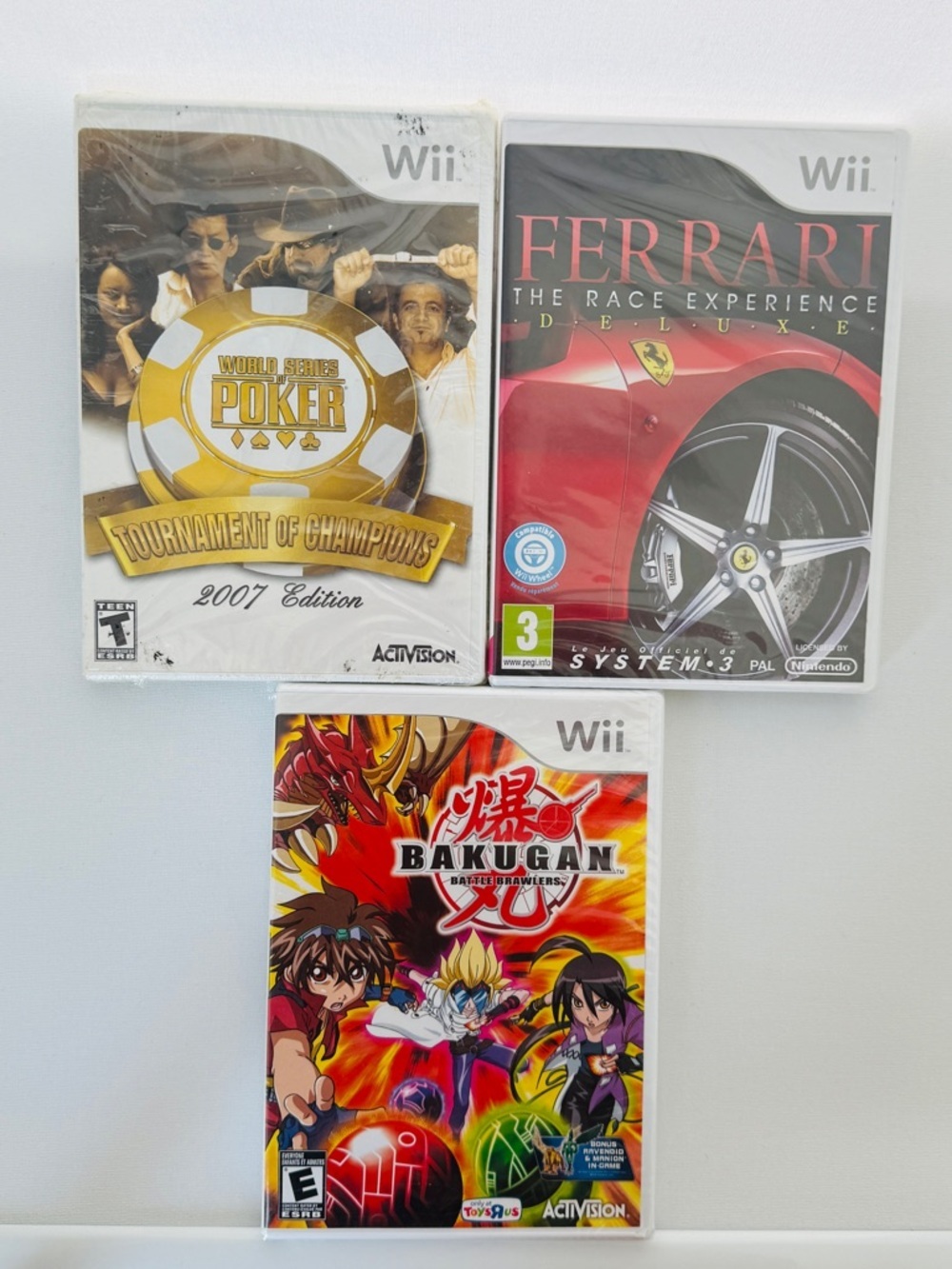 Sealed Wii Games Bundle - Ferrari Race Experience PAL, Bakugan TRU Exclusive